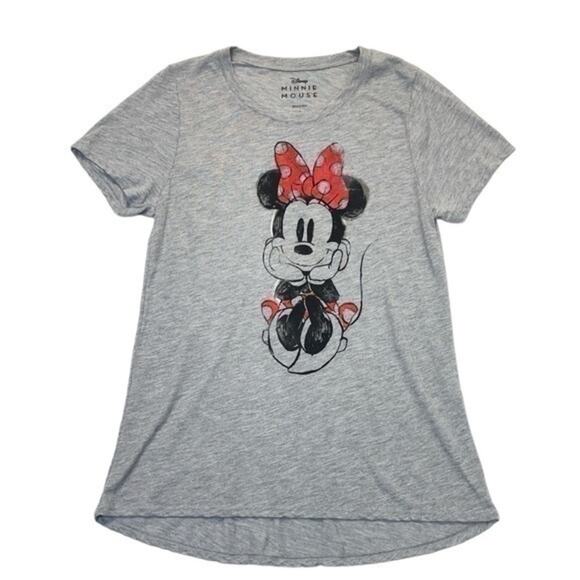 Disney Minnie Mouse Graphic T-shirt heather gray short sleeve tee Size Large - Picture 1 of 6